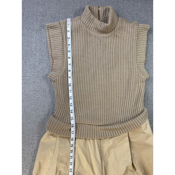 Anthropologie Du Paradis Twofer Jumpsuit Knit Mixed Media Wide Leg Tan Sz Small - Picture 12 of 14